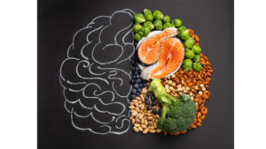 Picture of a brain and food in an article on elimination diets by Michael Pierce.